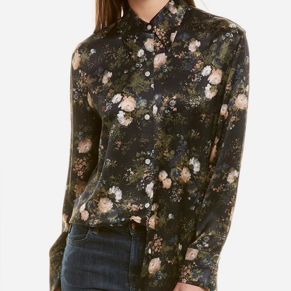 New VINCE 100% Silk Rose Field Blouse - Picture 11 of 11